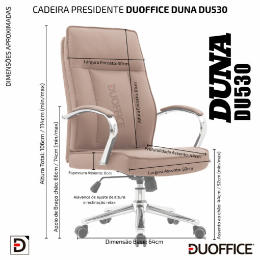 Cadeira de Escritório Presidente Executiva Duoffice Duna DU530 - Imagem 10